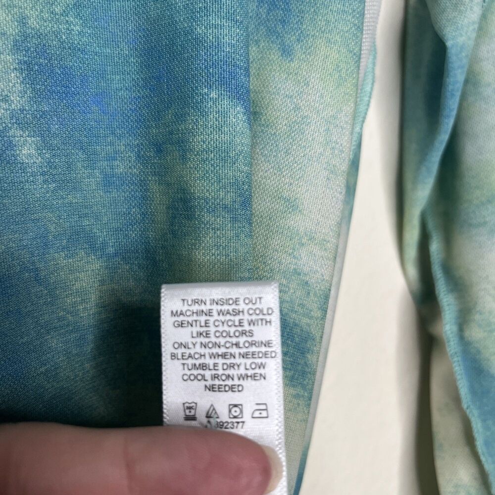 LOGO Layers Mesh Long Sleeve Lori Goldstein Watercolor Round Neck Top Shirt SZ S - Picture 6 of 9